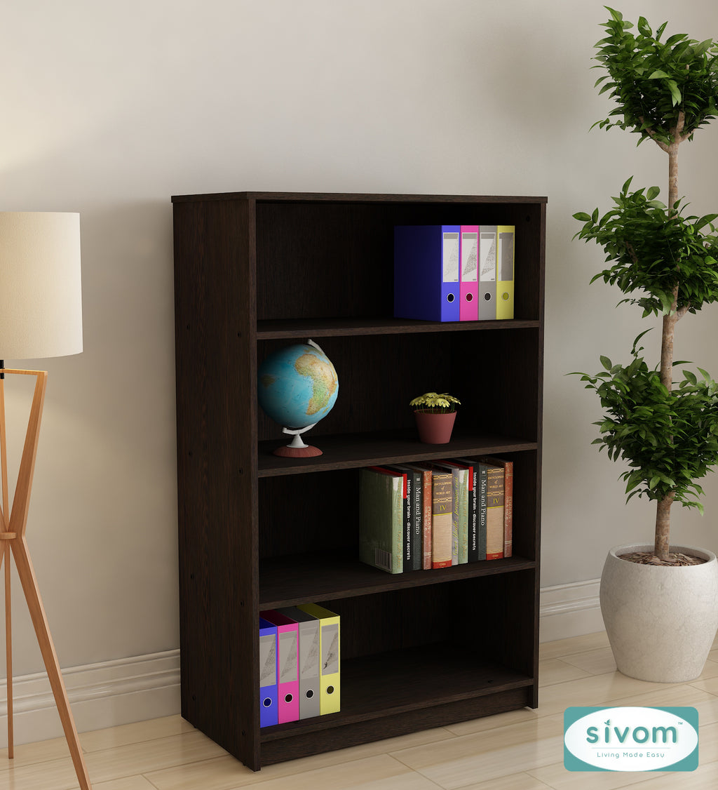 Sivom SIVOM Urbane Multipurpose Storage Rack/Study/Home/Office Engineered Wood Open Book Shelf (Finish Color - Dark Wenge, Knock Down) for Modern Homes | Elegant Design & Premium Finish