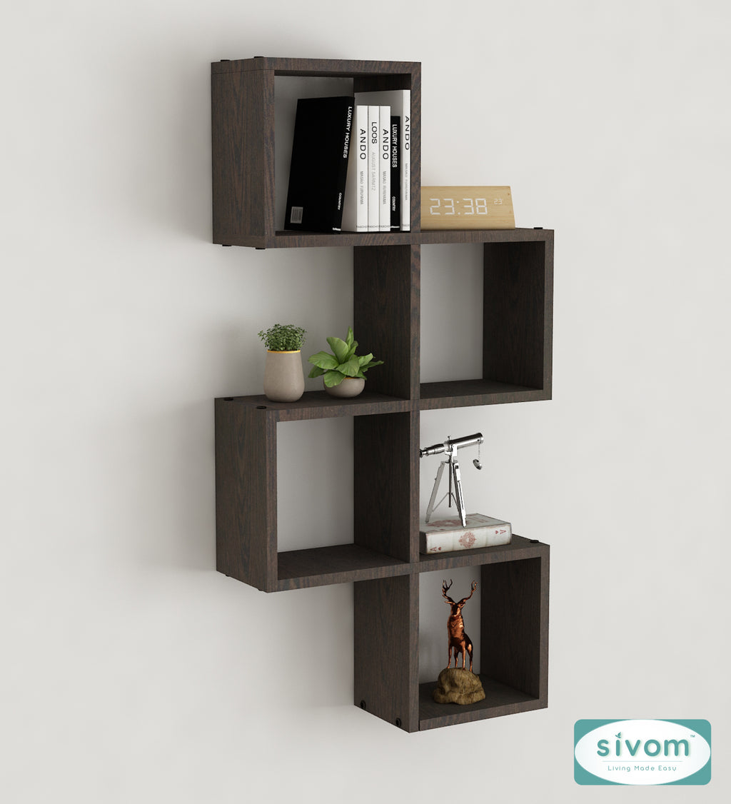 Sivom SIVOM AURA Multipurpose Modular Wall Racks/Shelves/Organiser/Décor Particle Board Wall Shelf (Number of Shelves - 7, ) for Modern Homes | Elegant Design & Premium Finish