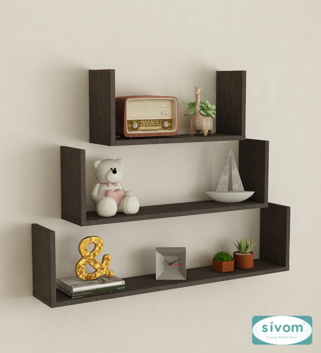 Sivom SIVOM KITE Multipurpose Modular Wall Racks/Shelves/Organiser/Décor Particle Board Wall Shelf (Number of Shelves - 3, ) for Modern Homes | Elegant Design & Premium Finish