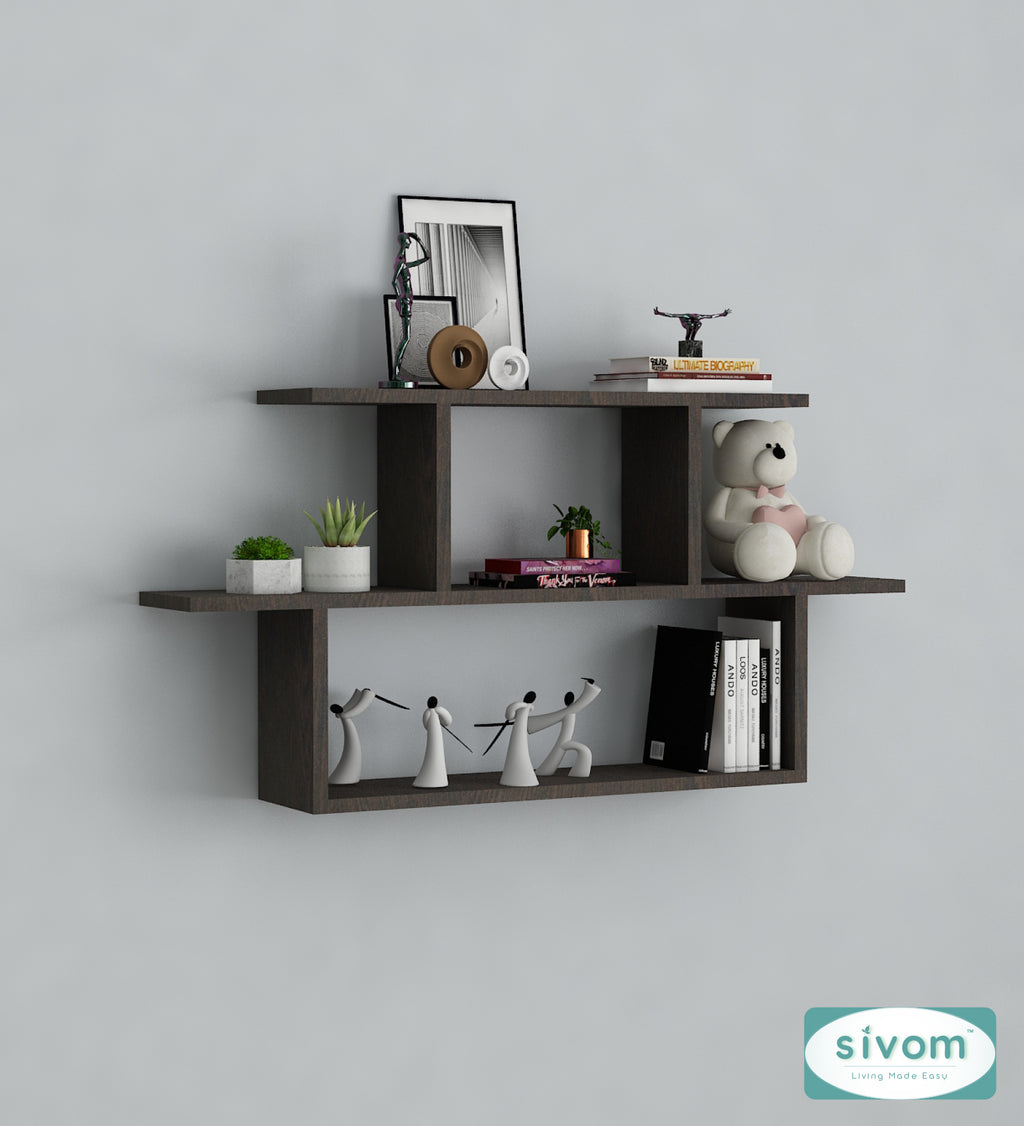 Sivom SIVOM ETHAN Multipurpose Modular Wall Racks/Shelves/Organiser/Décor Particle Board Wall Shelf (Number of Shelves - 5, ) for Modern Homes | Elegant Design & Premium Finish