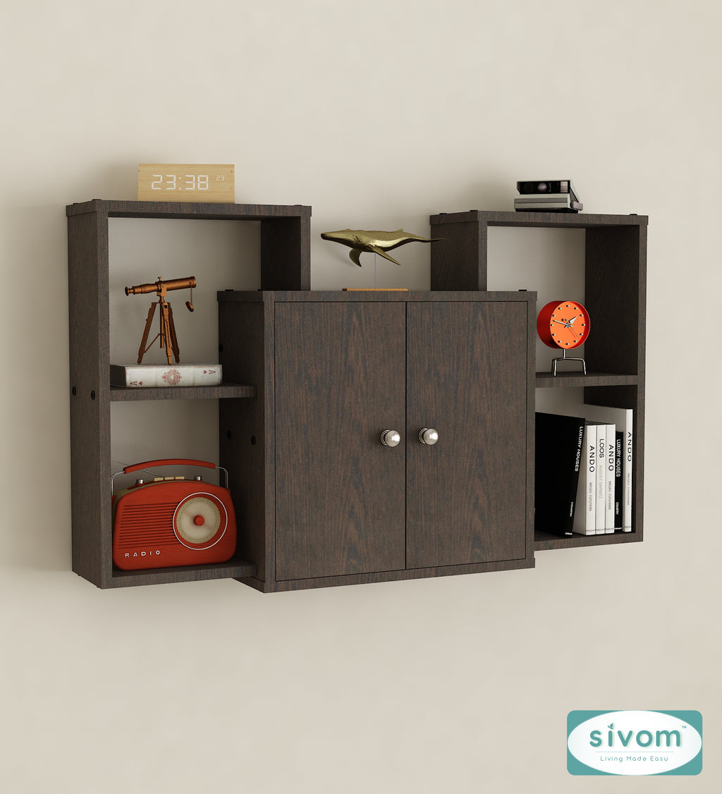 Sivom SIVOM WYDE Multipurpose Modular Wall Racks/Shelves/Organiser/Décor Particle Board Wall Shelf (Number of Shelves - 4, ) for Modern Homes | Elegant Design & Premium Finish
