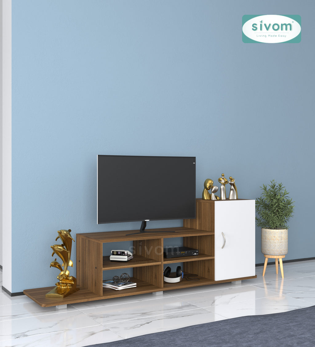 Sivom furniture SIVOM Maddy Multipurpose TV Unit fits upto 43 inch with Storage Engineered Wood TV Entertainment Unit for Modern Homes | Elegant Design & Premium Finish