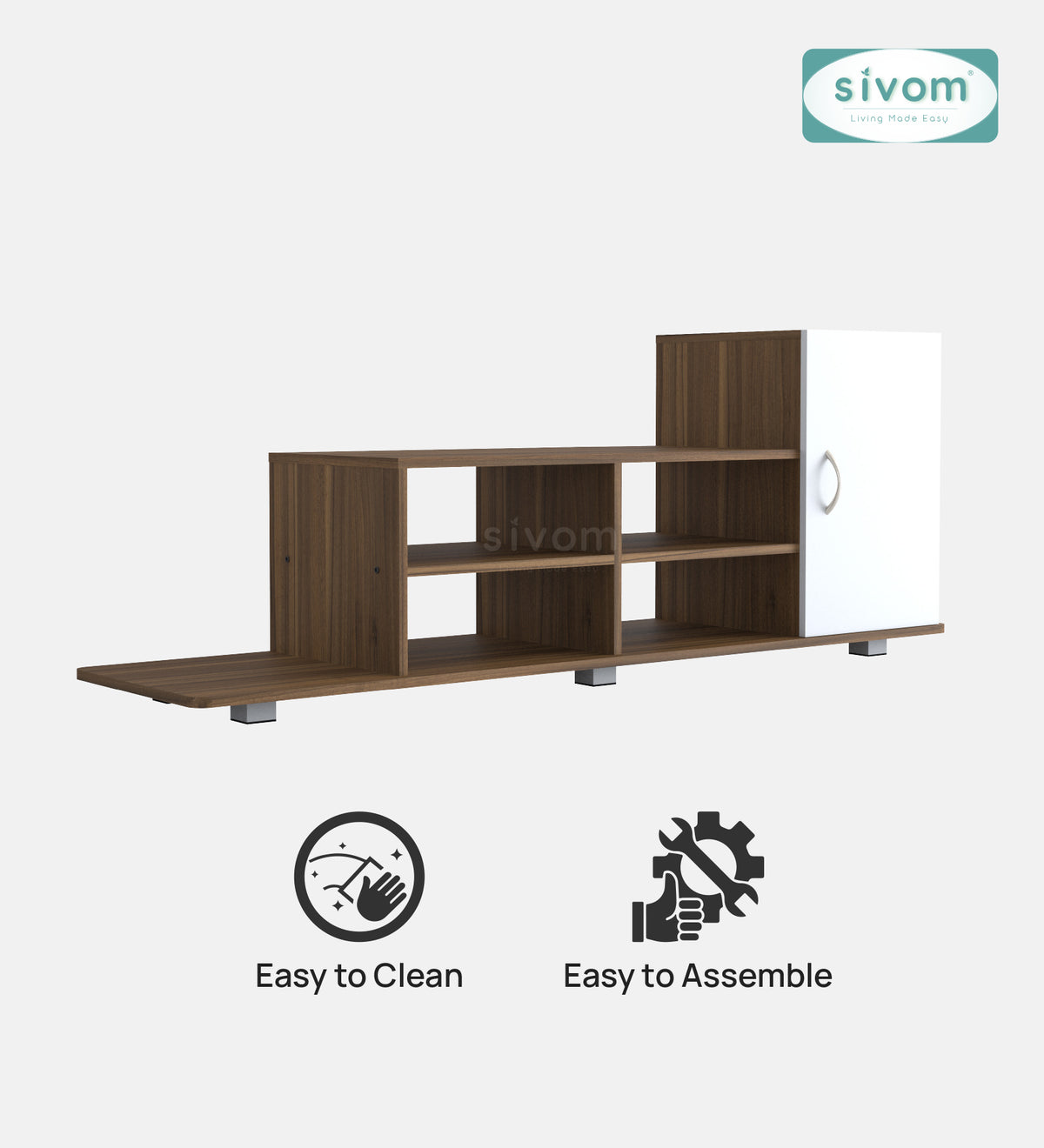 Sivom furniture SIVOM Maddy Multipurpose TV Unit fits upto 43 inch with Storage Engineered Wood TV Entertainment Unit for Modern Homes | Elegant Design & Premium Finish