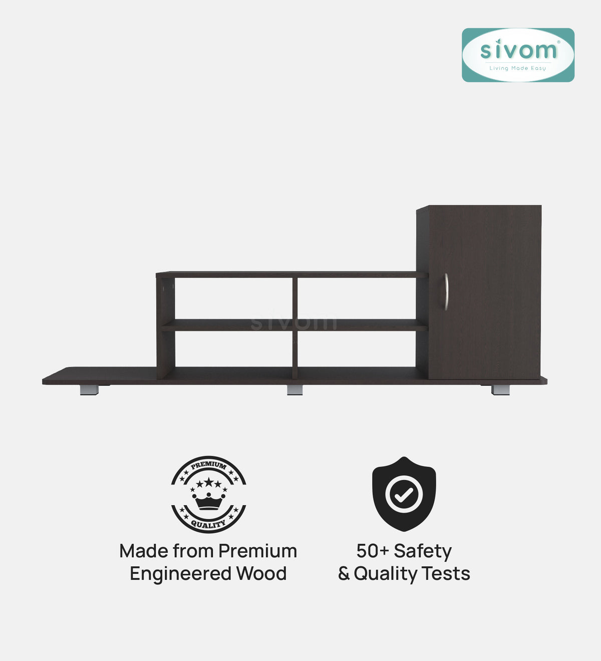 Sivom furniture SIVOM Maddy Multipurpose TV Unit fits upto 43 inch with Storage Engineered Wood TV Entertainment Unit for Modern Homes | Elegant Design & Premium Finish