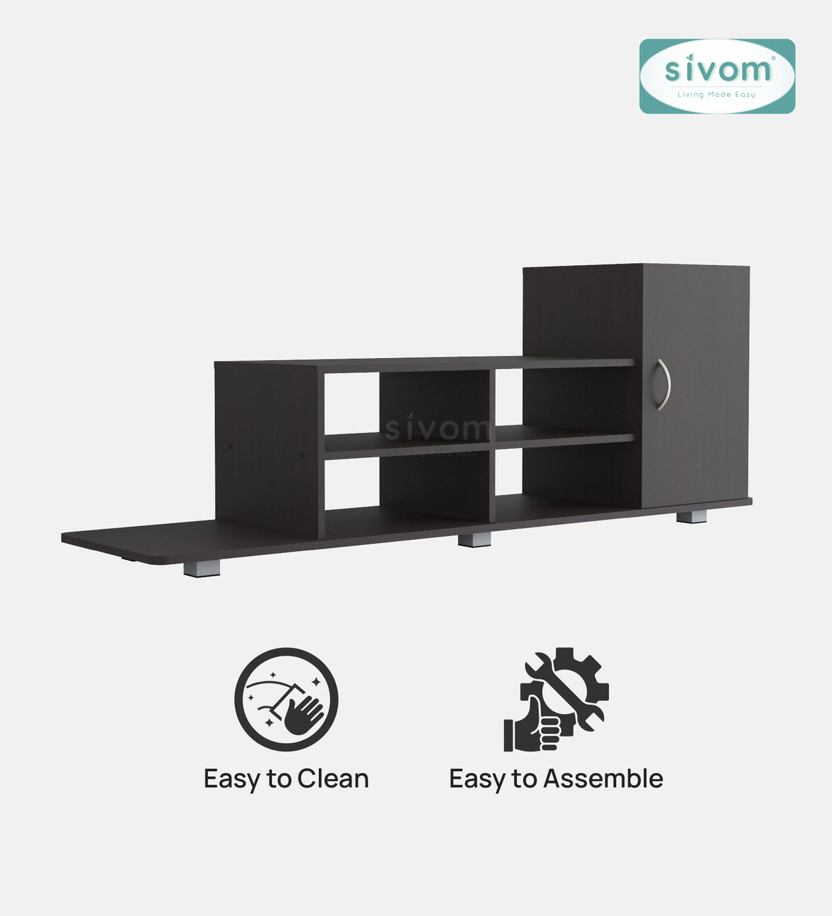 Sivom furniture SIVOM Maddy Multipurpose TV Unit fits upto 43 inch with Storage Engineered Wood TV Entertainment Unit for Modern Homes | Elegant Design & Premium Finish