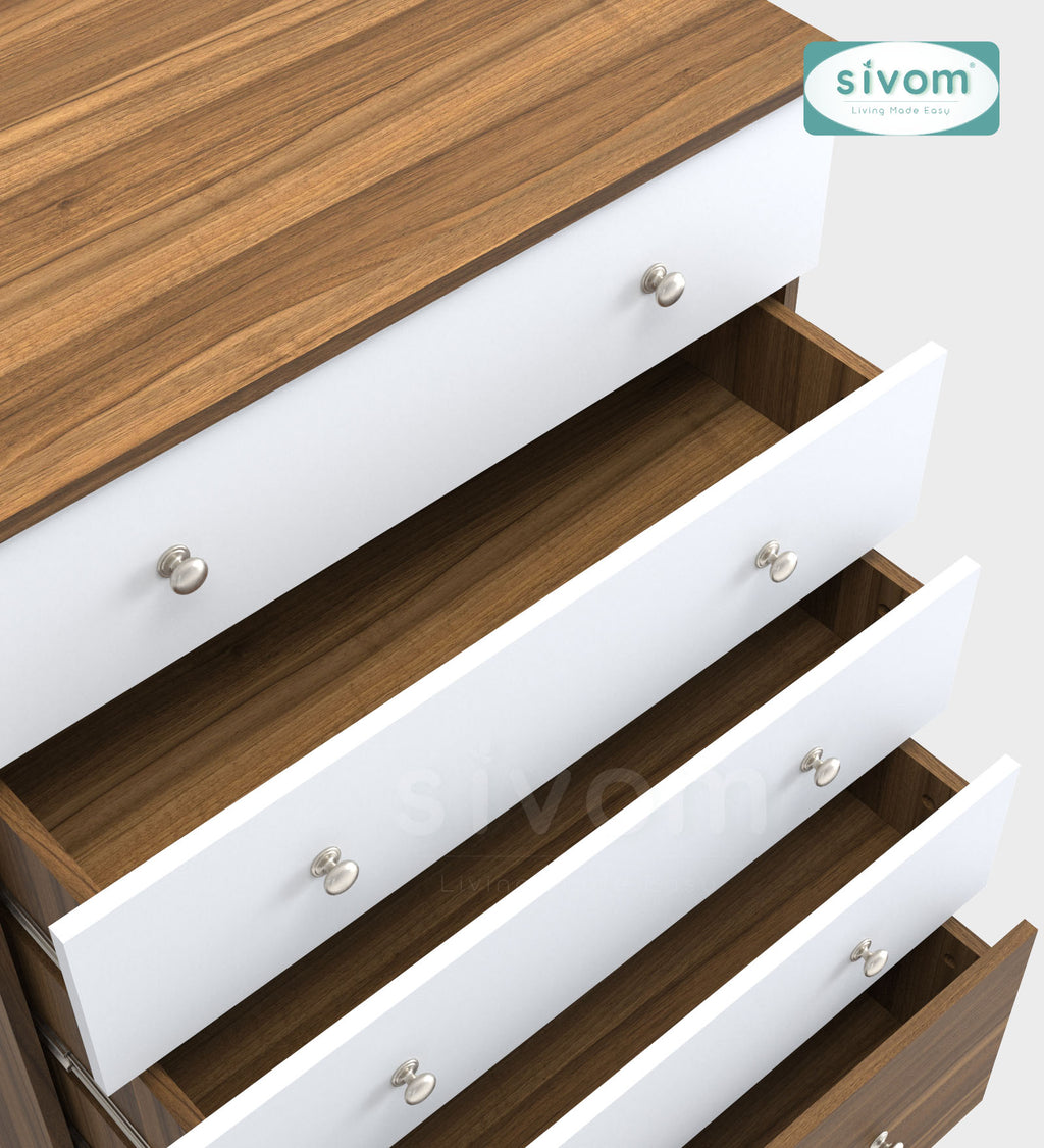 Sivom SIVOM Magic Multipurpose Storage Unit/Chest of 5 Drawers Engineered Wood Free Standing Cabinet for Modern Homes | Elegant Design & Premium Finish