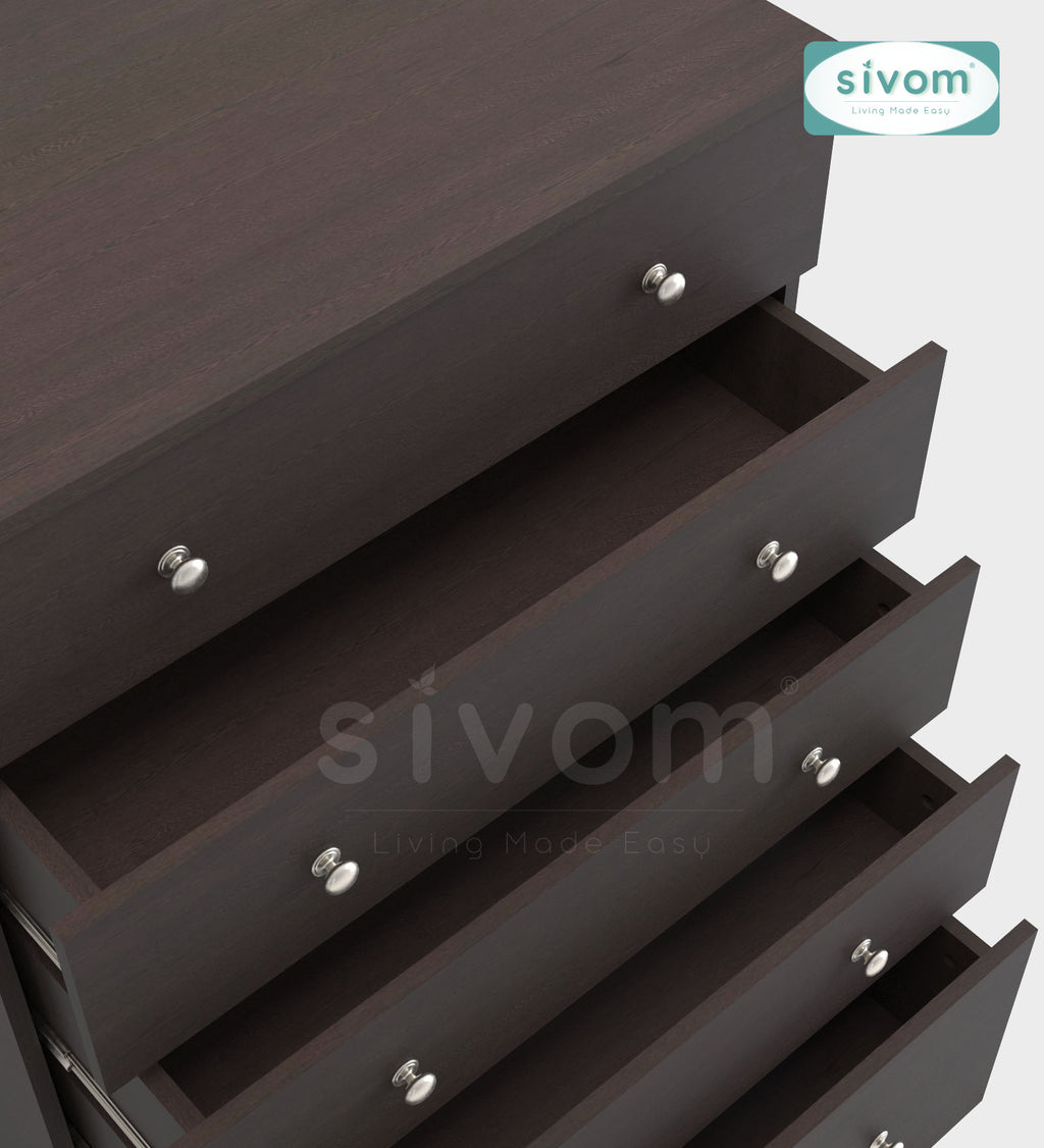 Sivom SIVOM Magic Multipurpose Storage Unit/Chest of 5 Drawers Engineered Wood Free Standing Cabinet for Modern Homes | Elegant Design & Premium Finish