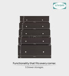 Sivom SIVOM Magic Multipurpose Storage Unit/Chest of 5 Drawers Engineered Wood Free Standing Cabinet for Modern Homes | Elegant Design & Premium Finish