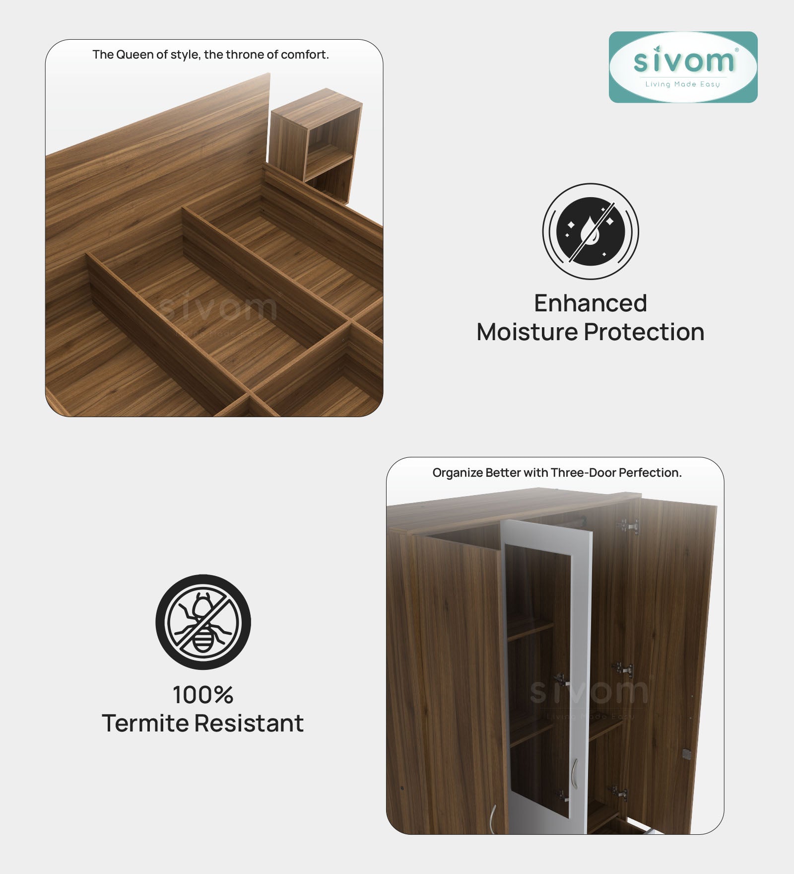 Sivom furniture Magneto Queen With Storage Bedroom Combo