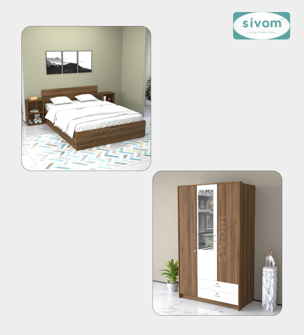 Sivom furniture Magneto Queen With Storage Bedroom Combo