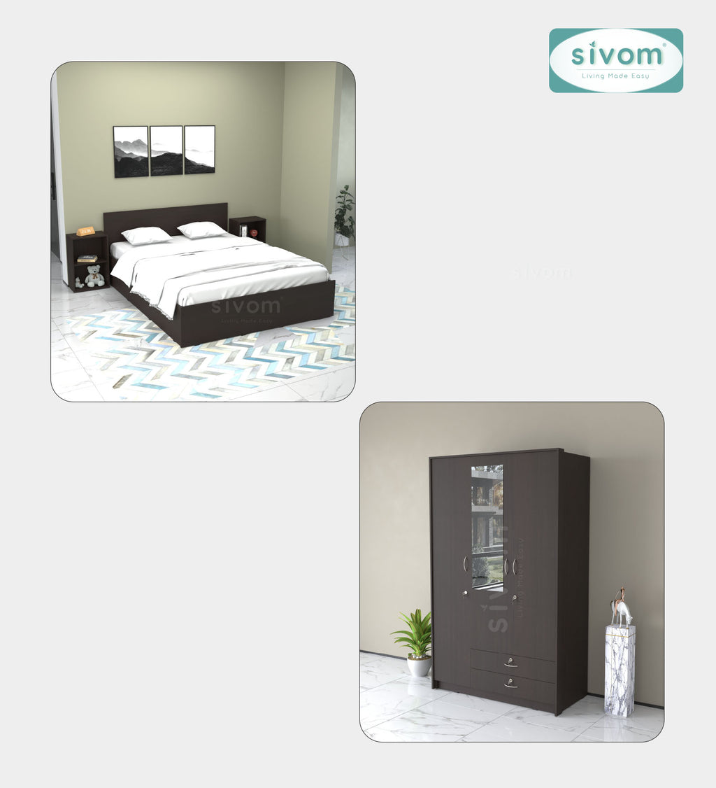 Sivom furniture Magneto Queen With Storage Bedroom Combo