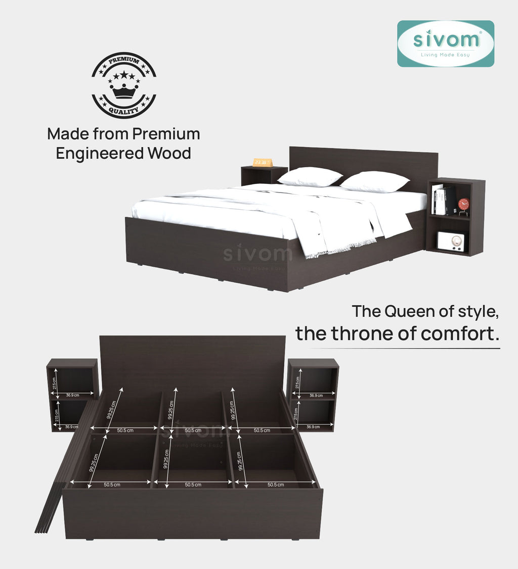 Sivom furniture Magneto Queen With Storage Bedroom Combo