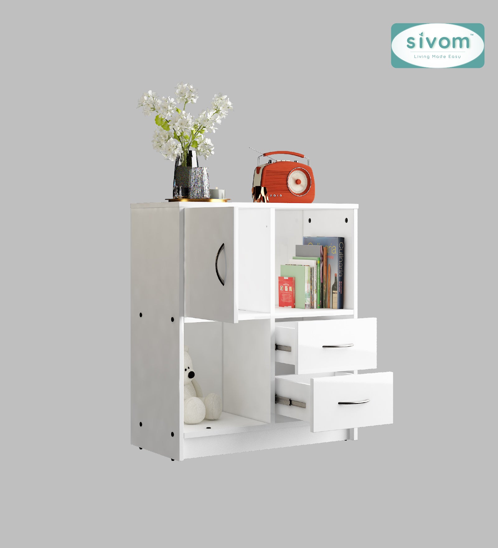 Sivom SIVOM Majestic Multipurpose Storage Unit/ Engineered Wood Free Standing Cabinet for Modern Homes | Elegant Design & Premium Finish