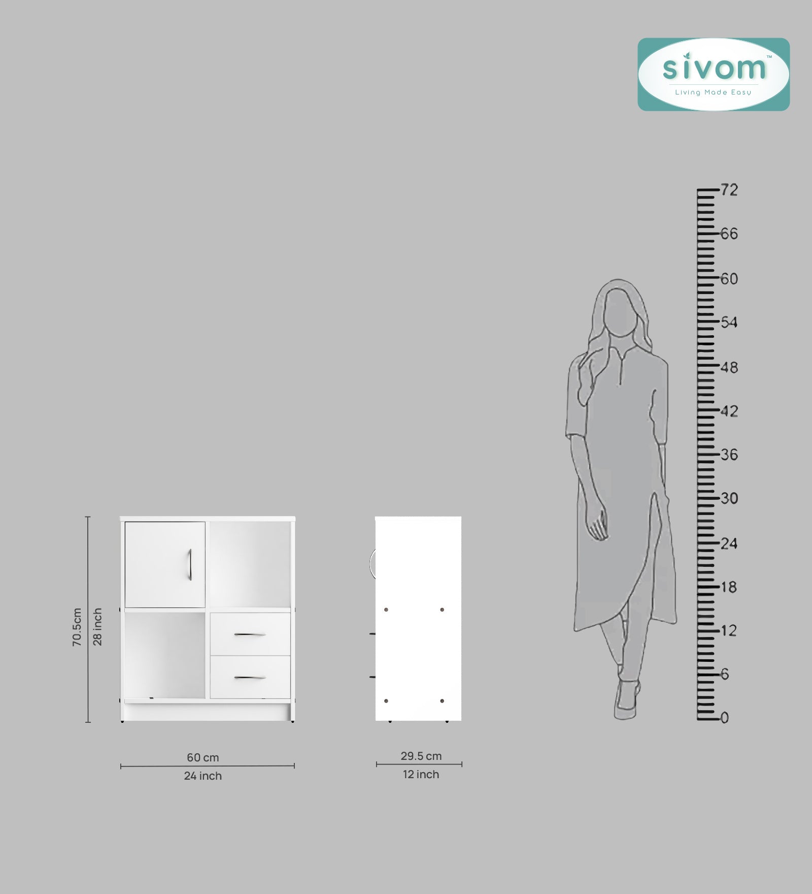 Sivom SIVOM Majestic Multipurpose Storage Unit/ Engineered Wood Free Standing Cabinet for Modern Homes | Elegant Design & Premium Finish