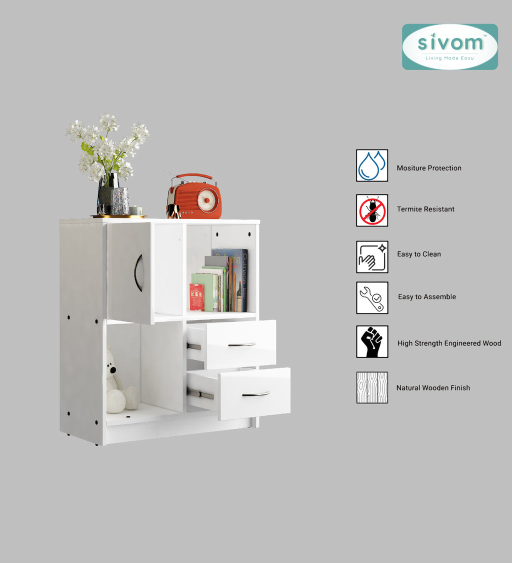 Sivom SIVOM Majestic Multipurpose Storage Unit/ Engineered Wood Free Standing Cabinet for Modern Homes | Elegant Design & Premium Finish