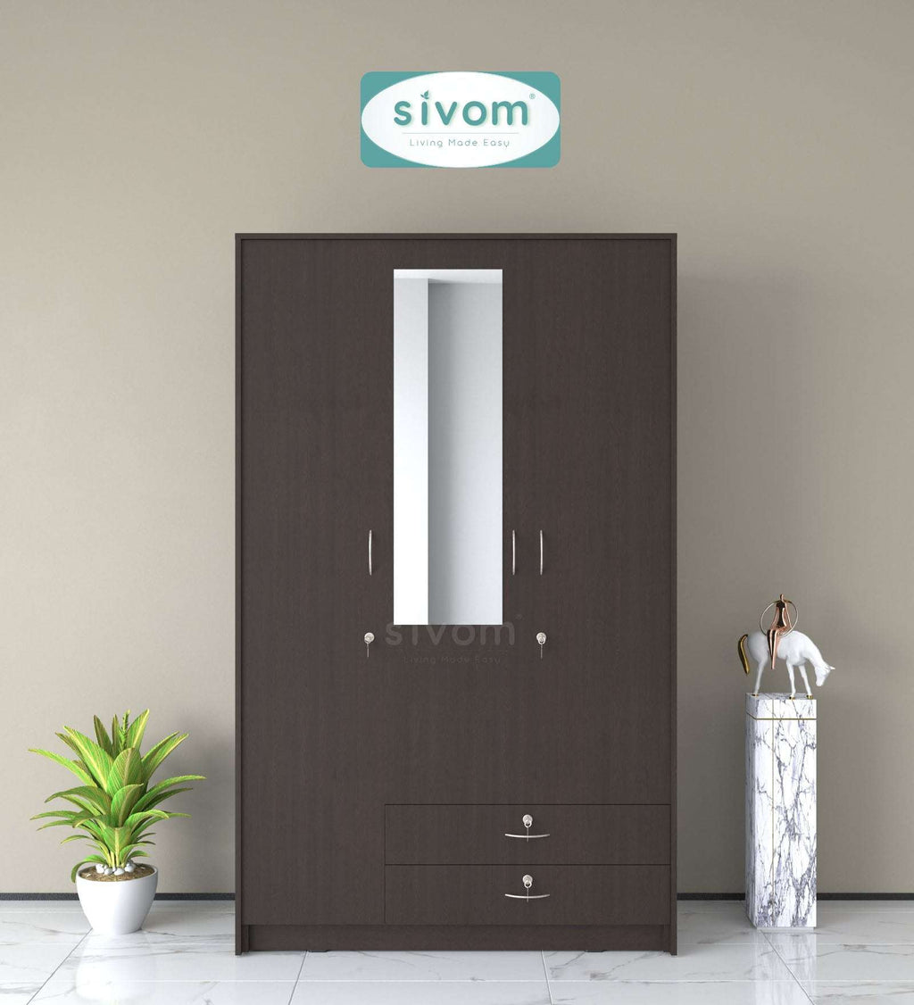 Sivom SIVOM Maple Multipurpose 3 Door Wardrobe / Spacious Shelves with Hanging Rail Engineered Wood 3 Door Wardrobe for Modern Homes | Elegant Design & Premium Finish