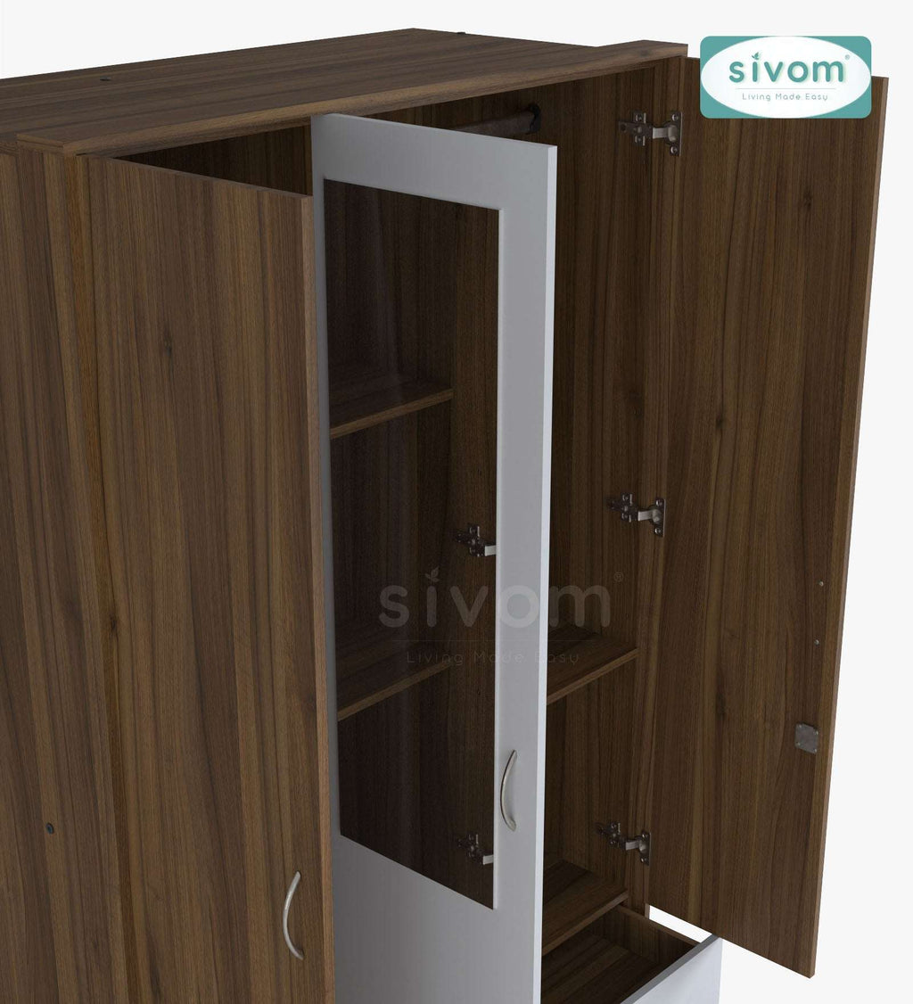 Sivom SIVOM Maple Multipurpose 3 Door Wardrobe / Spacious Shelves with Hanging Rail Engineered Wood 3 Door Wardrobe for Modern Homes | Elegant Design & Premium Finish