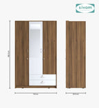 Sivom SIVOM Maple Multipurpose 3 Door Wardrobe / Spacious Shelves with Hanging Rail Engineered Wood 3 Door Wardrobe for Modern Homes | Elegant Design & Premium Finish