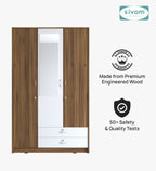 Sivom SIVOM Maple Multipurpose 3 Door Wardrobe / Spacious Shelves with Hanging Rail Engineered Wood 3 Door Wardrobe for Modern Homes | Elegant Design & Premium Finish
