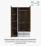 Sivom SIVOM Maple Multipurpose 3 Door Wardrobe / Spacious Shelves with Hanging Rail Engineered Wood 3 Door Wardrobe for Modern Homes | Elegant Design & Premium Finish