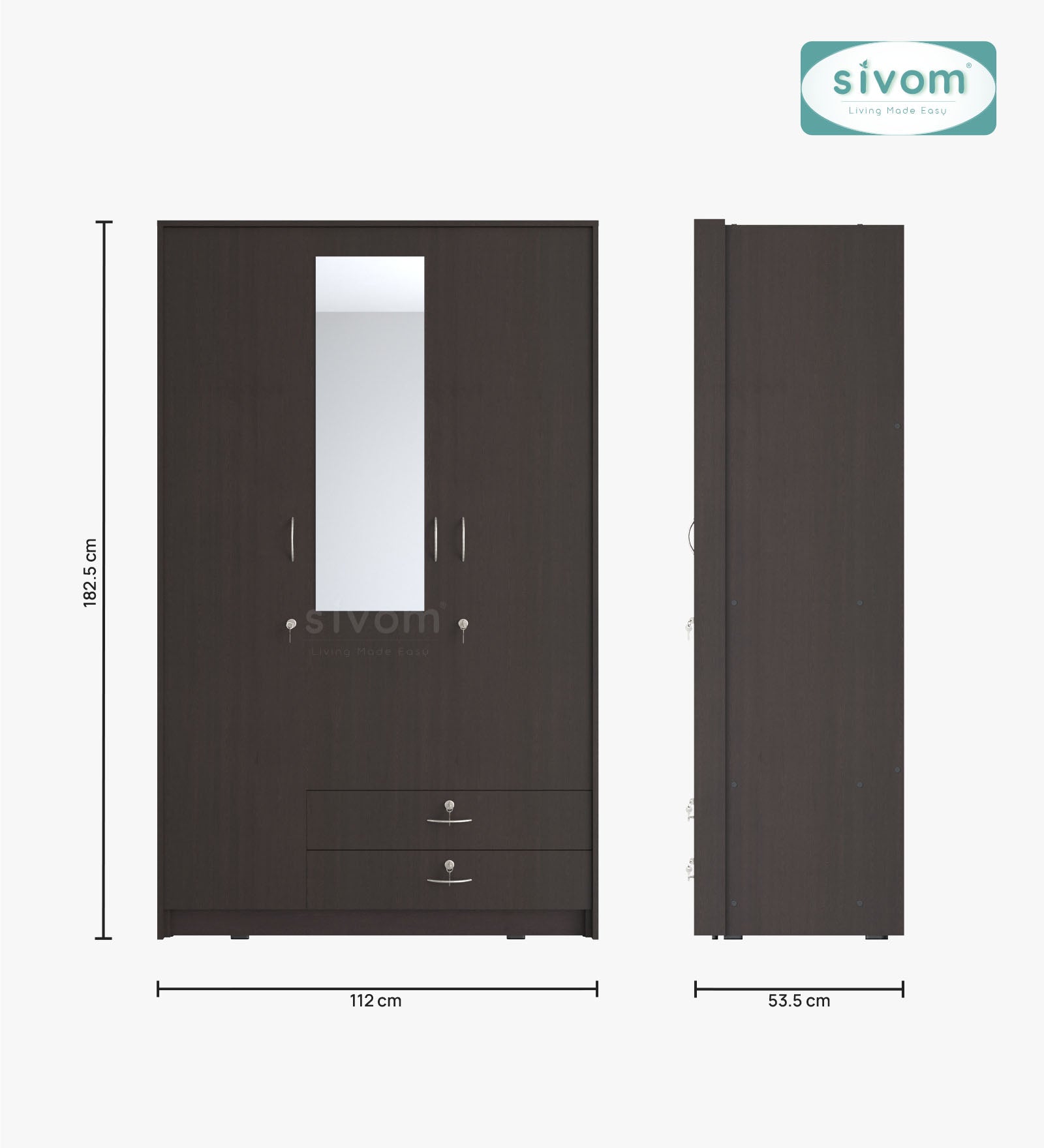 Sivom SIVOM Maple Multipurpose 3 Door Wardrobe / Spacious Shelves with Hanging Rail Engineered Wood 3 Door Wardrobe for Modern Homes | Elegant Design & Premium Finish