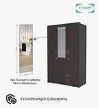 Sivom SIVOM Maple Multipurpose 3 Door Wardrobe / Spacious Shelves with Hanging Rail Engineered Wood 3 Door Wardrobe for Modern Homes | Elegant Design & Premium Finish