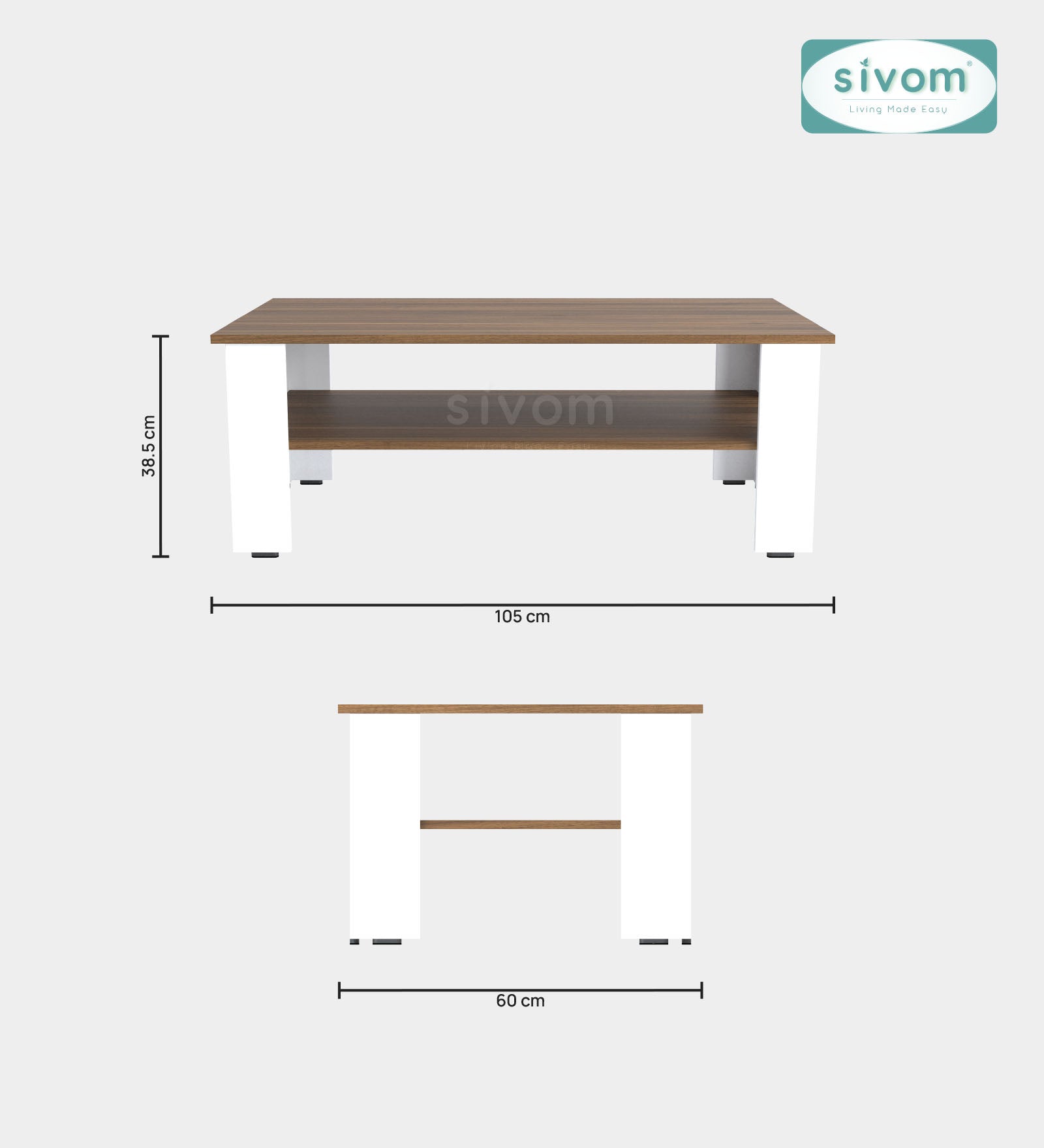 Sivom SIVOM Mayo Multipurpose Centre Table / Engineered Wood Coffee Table for Modern Homes | Elegant Design & Premium Finish