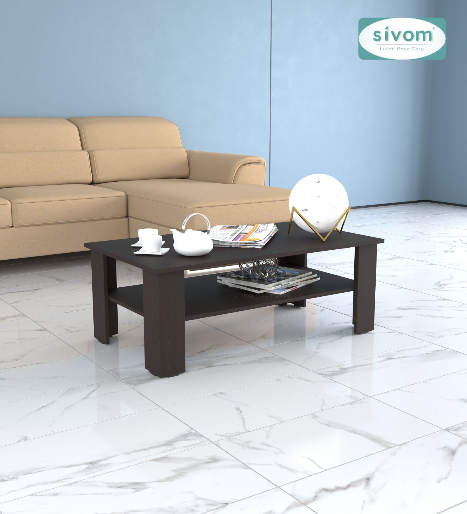Sivom SIVOM Mayo Multipurpose Centre Table / Engineered Wood Coffee Table for Modern Homes | Elegant Design & Premium Finish