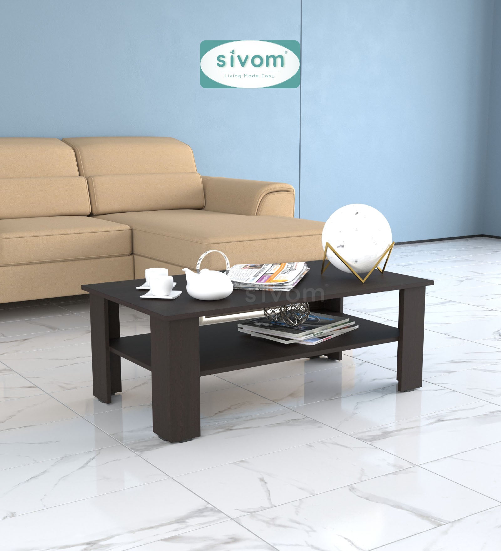 Sivom SIVOM Mayo Multipurpose Centre Table / Engineered Wood Coffee Table for Modern Homes | Elegant Design & Premium Finish