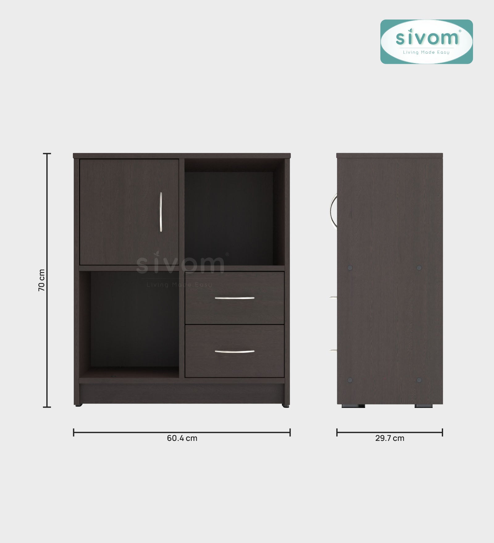 Sivom SIVOM Majestic Multipurpose Storage Unit/ Engineered Wood Free Standing Cabinet for Modern Homes | Elegant Design & Premium Finish