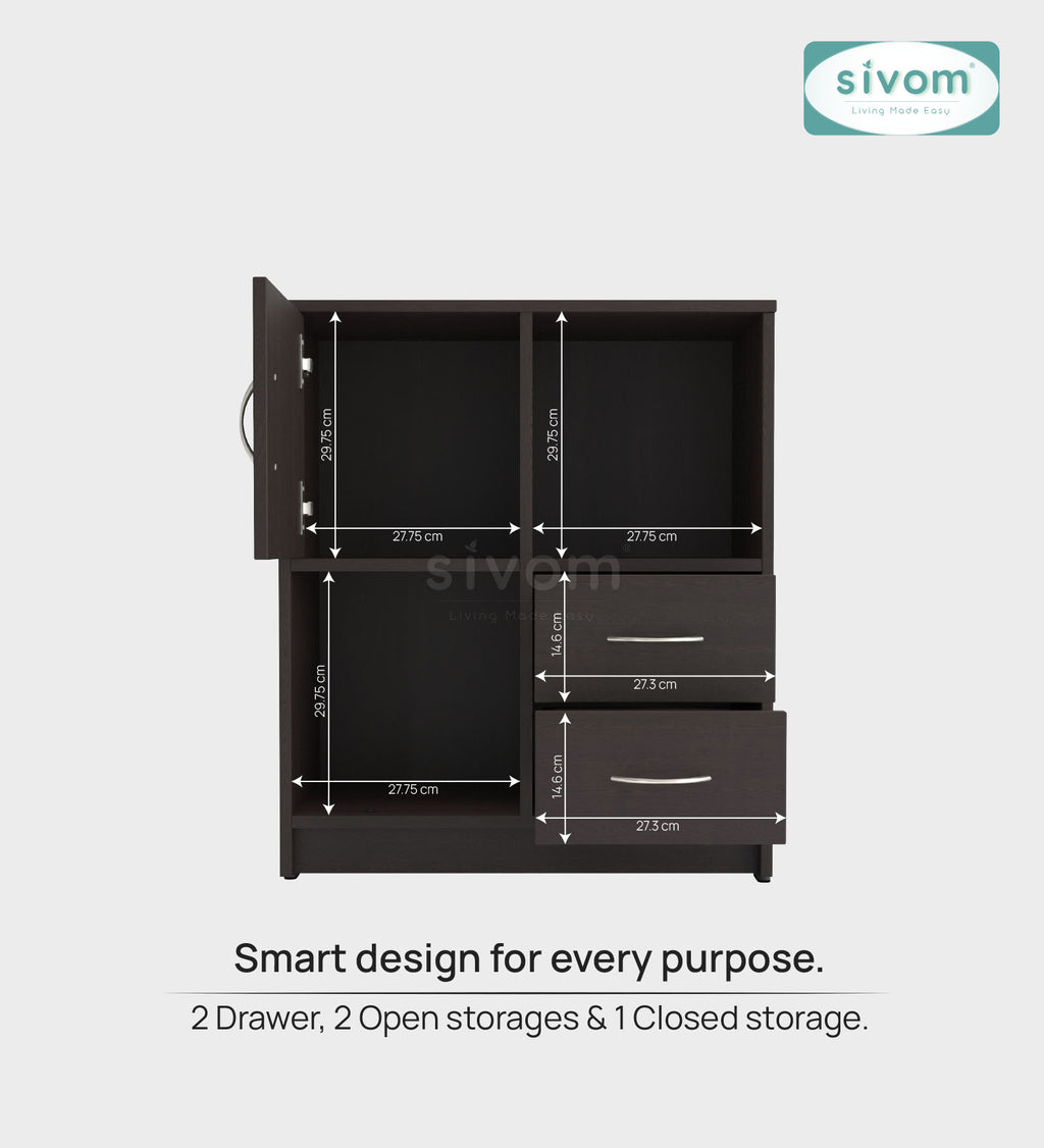 Sivom SIVOM Majestic Multipurpose Storage Unit/ Engineered Wood Free Standing Cabinet for Modern Homes | Elegant Design & Premium Finish