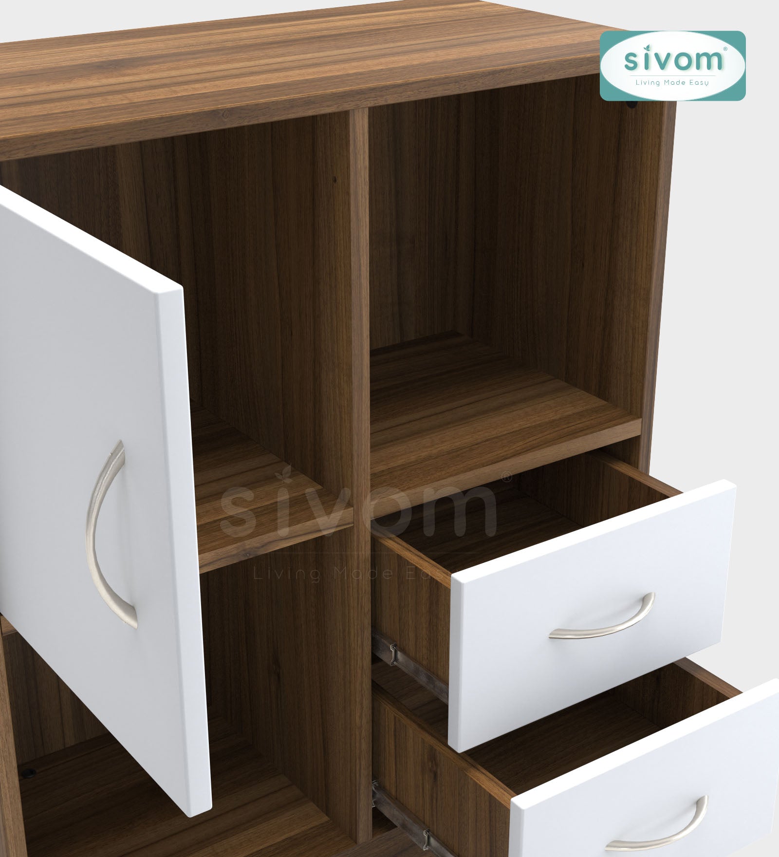 Sivom SIVOM Majestic Multipurpose Storage Unit/ Engineered Wood Free Standing Cabinet for Modern Homes | Elegant Design & Premium Finish