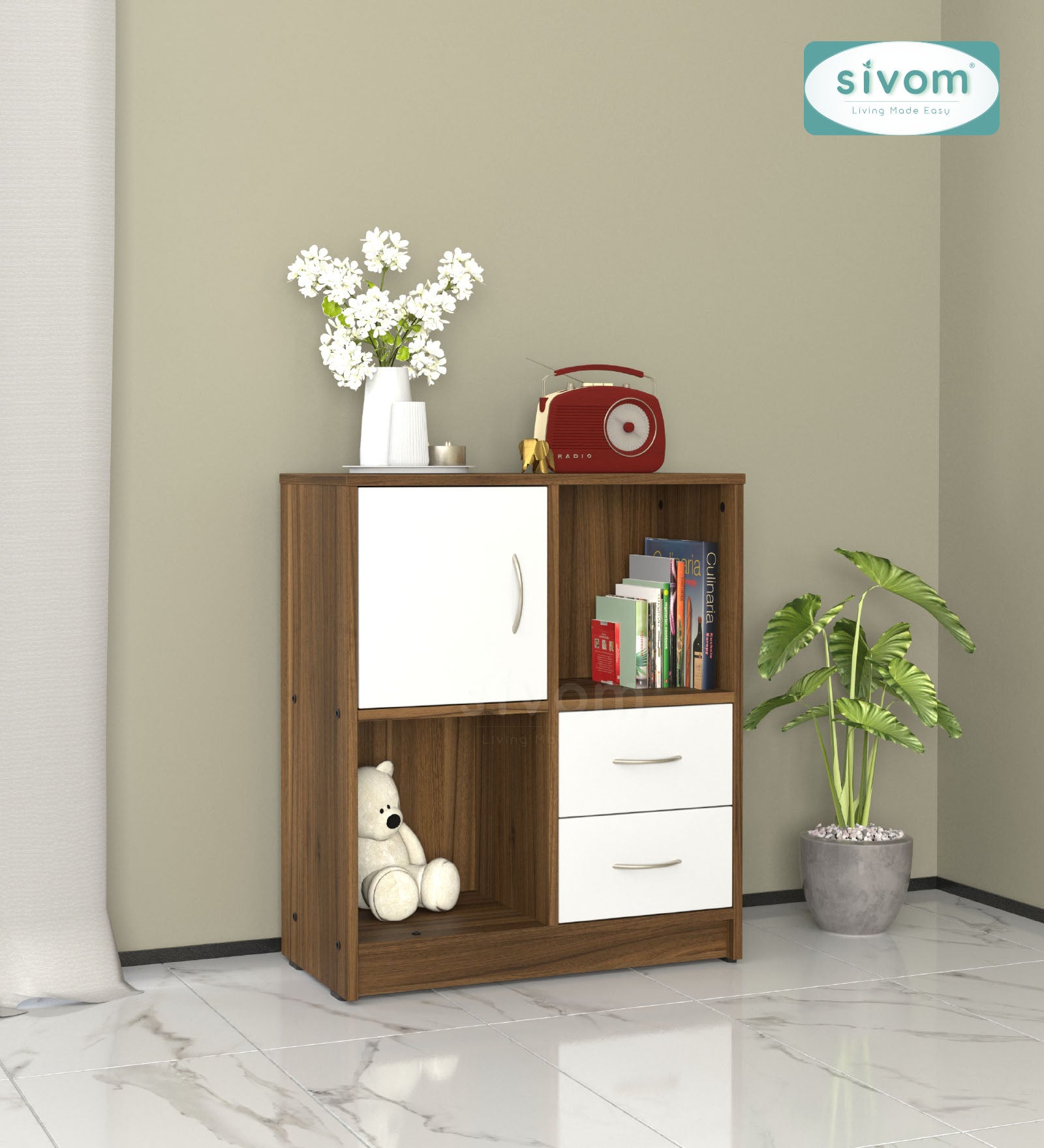 Sivom SIVOM Majestic Multipurpose Storage Unit/ Engineered Wood Free Standing Cabinet for Modern Homes | Elegant Design & Premium Finish
