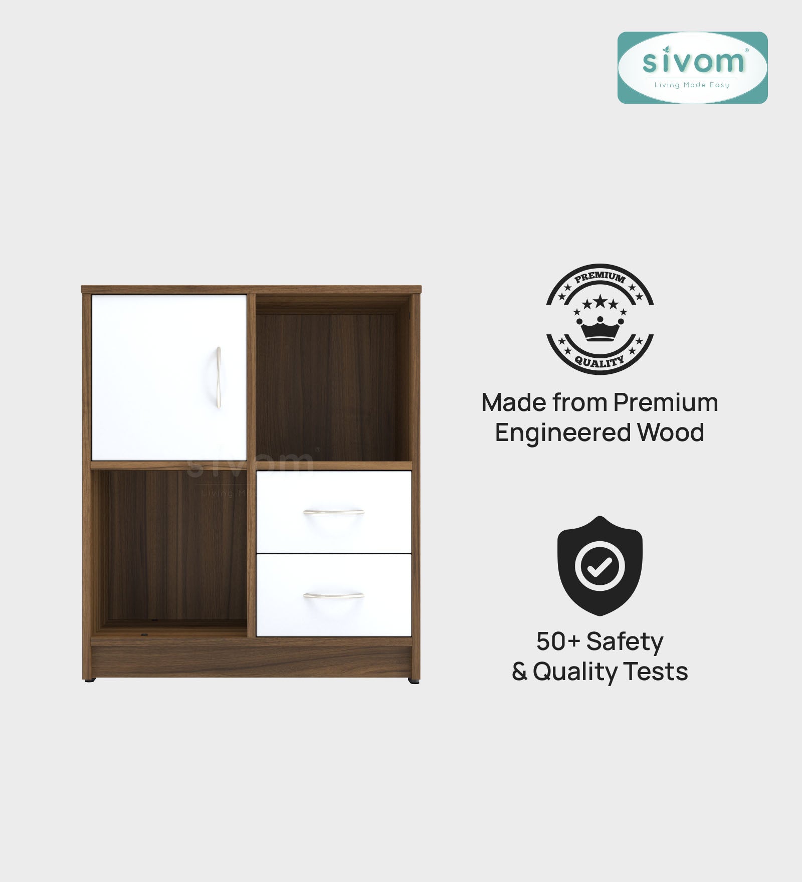Sivom SIVOM Majestic Multipurpose Storage Unit/ Engineered Wood Free Standing Cabinet for Modern Homes | Elegant Design & Premium Finish