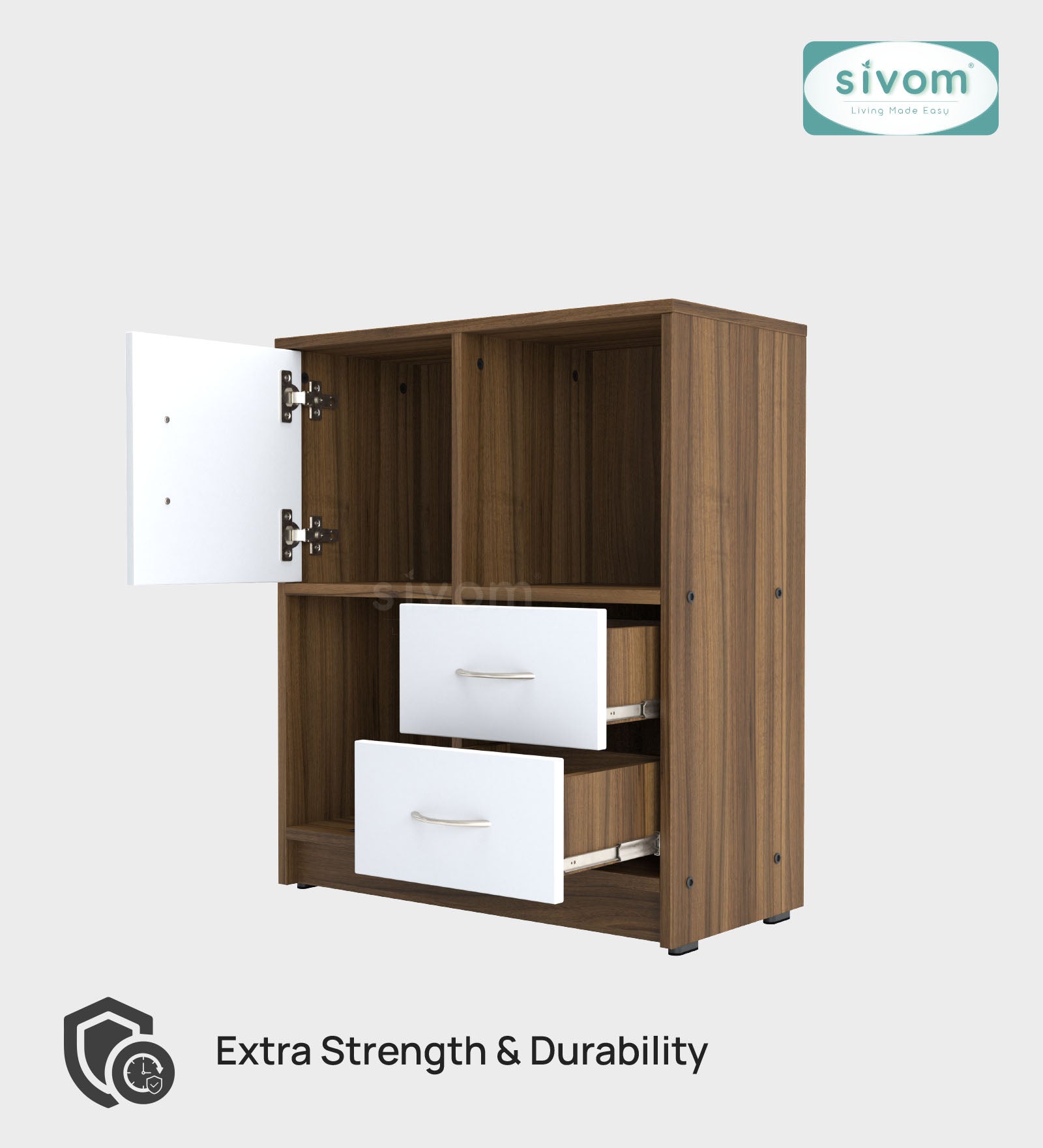 Sivom SIVOM Majestic Multipurpose Storage Unit/ Engineered Wood Free Standing Cabinet for Modern Homes | Elegant Design & Premium Finish