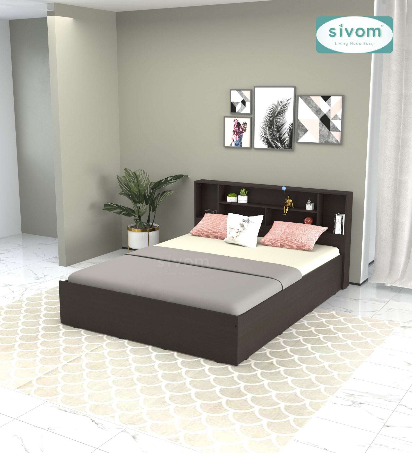 Sivom furniture SIVOM Meridian Bed with Storage Engineered Wood Queen Bed (Delivery Condition - Knock Down)