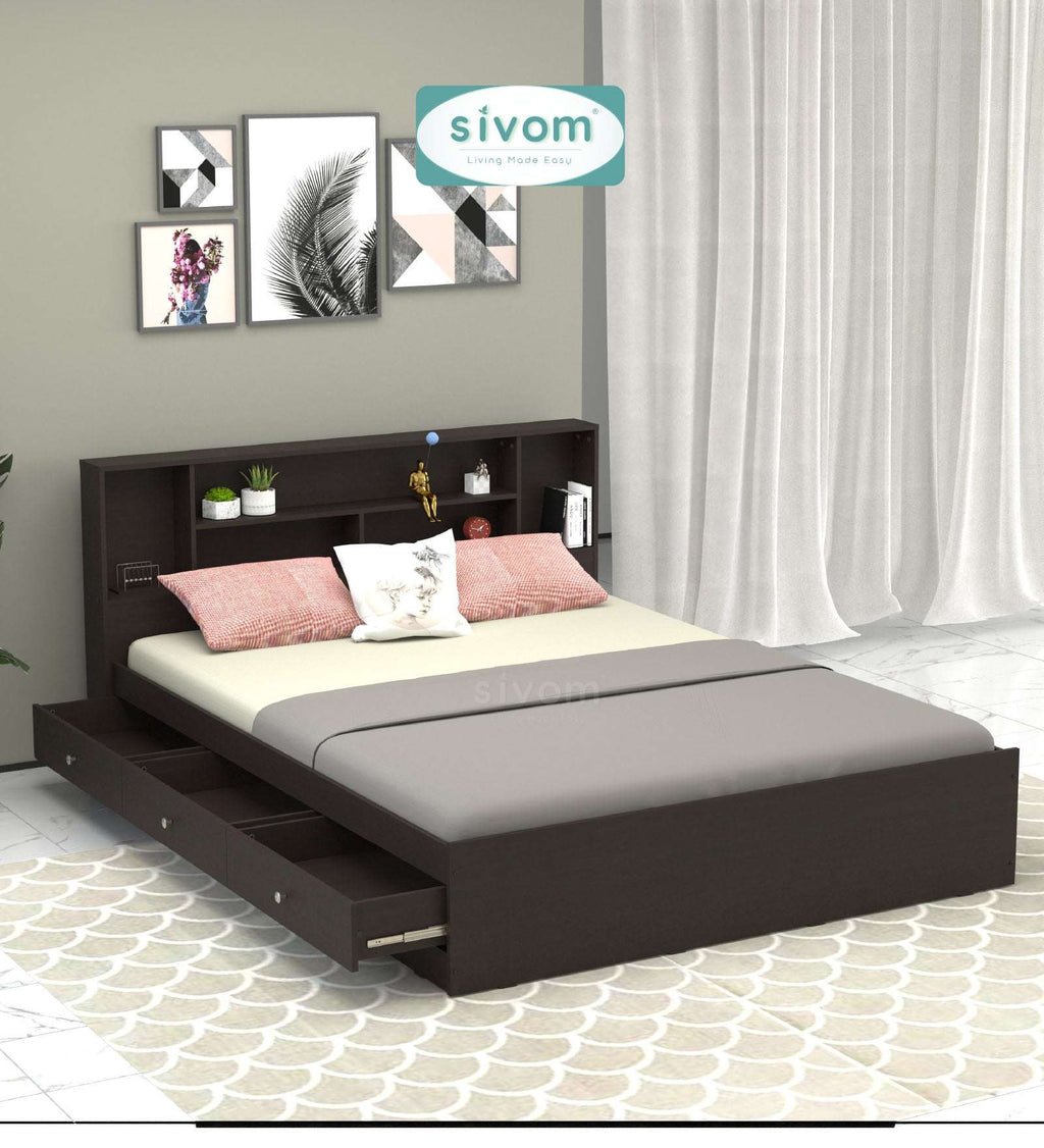Sivom furniture SIVOM Meridian Bed with Storage Engineered Wood Queen Bed (Delivery Condition - Knock Down)