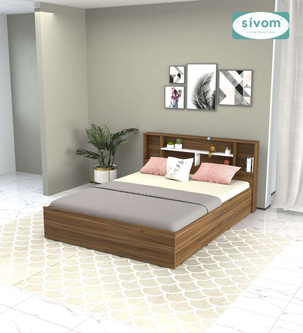 Sivom furniture SIVOM Meridian Bed with Storage Engineered Wood Queen Bed (Delivery Condition - Knock Down)