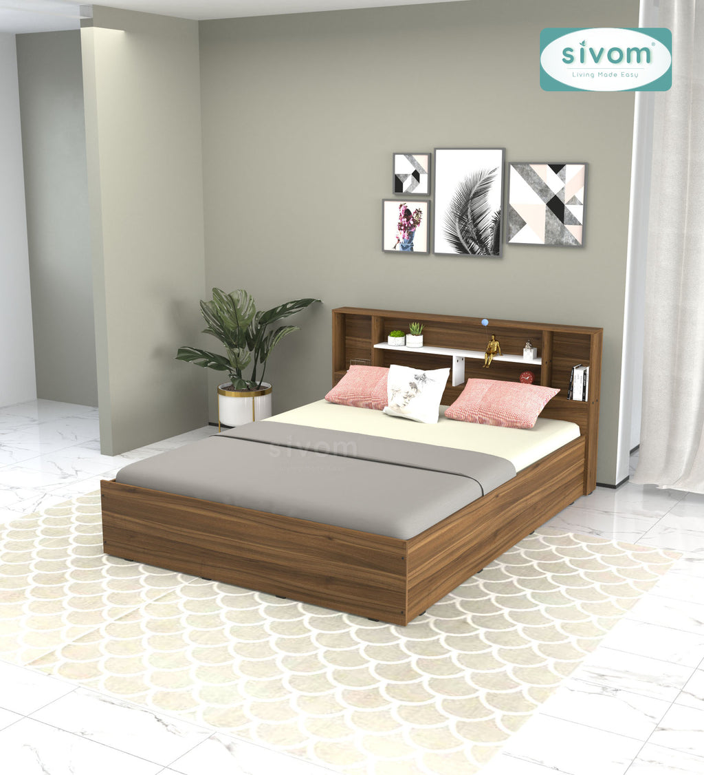 Sivom furniture SIVOM Meridian Bed with Storage Engineered Wood Queen Bed (Delivery Condition - Knock Down)
