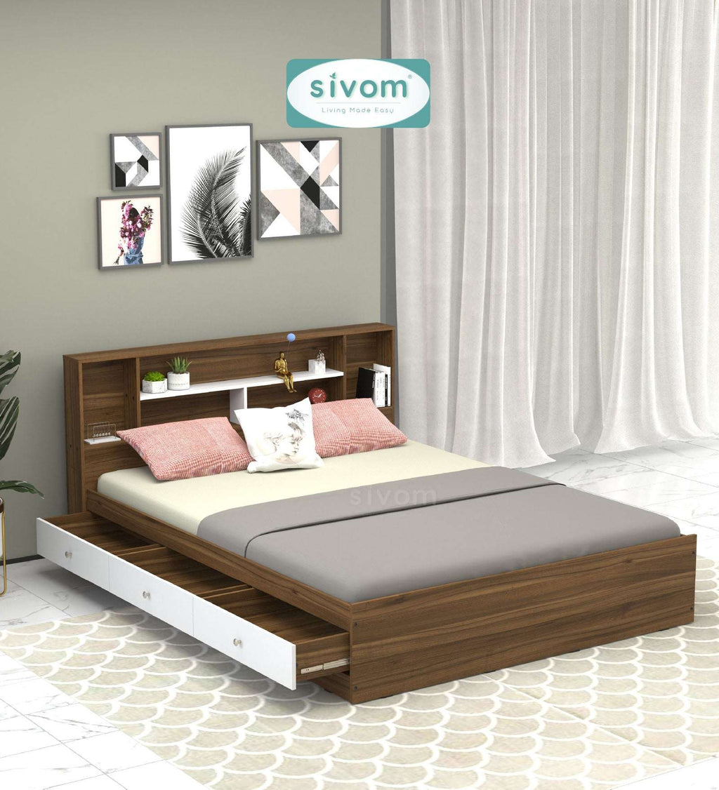 Sivom furniture SIVOM Meridian Bed with Storage Engineered Wood Queen Bed (Delivery Condition - Knock Down)