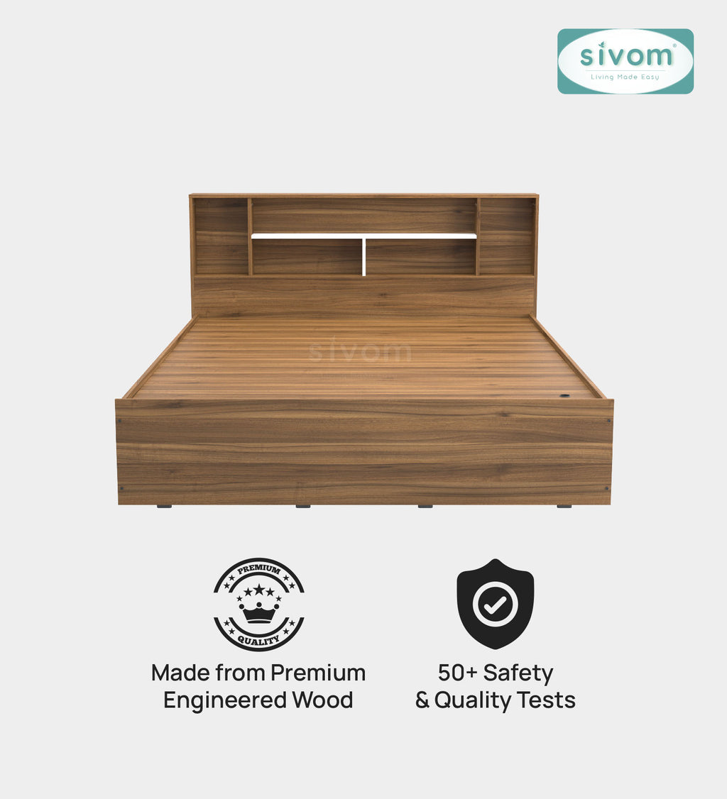 Sivom furniture SIVOM Meridian Bed with Storage Engineered Wood Queen Bed (Delivery Condition - Knock Down)
