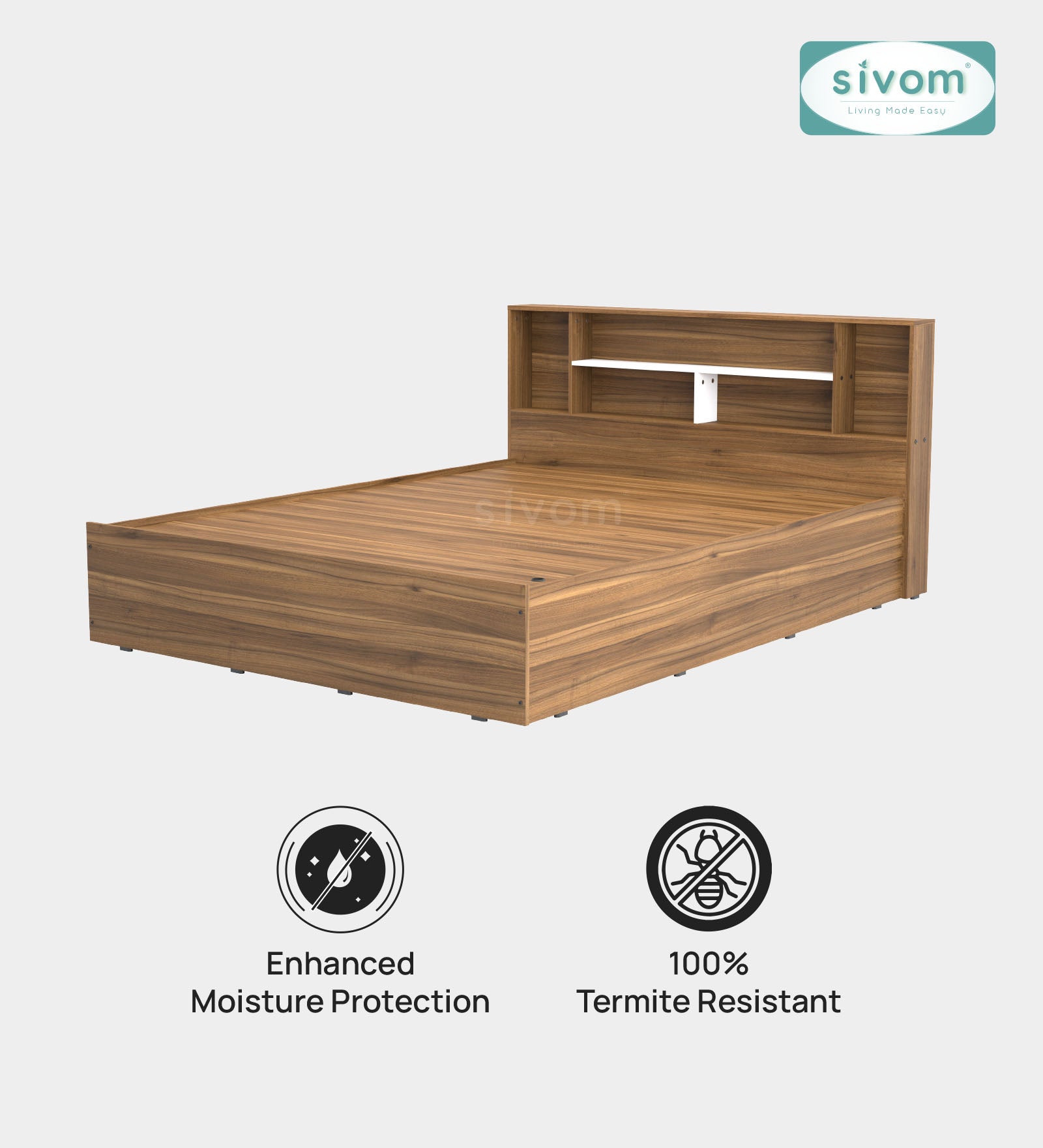 Sivom furniture SIVOM Meridian Bed with Storage Engineered Wood Queen Bed (Delivery Condition - Knock Down)