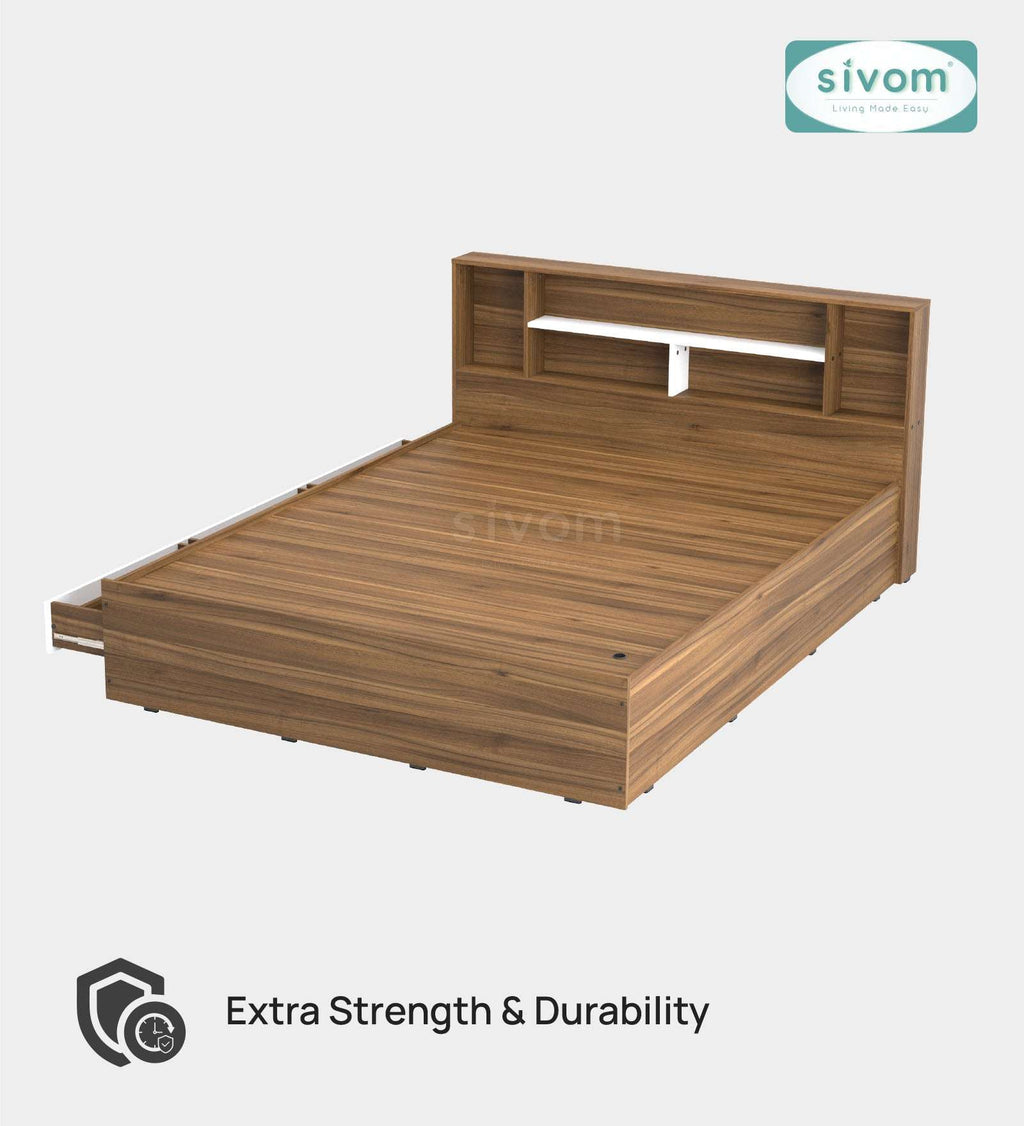 Sivom furniture SIVOM Meridian Bed with Storage Engineered Wood Queen Bed (Delivery Condition - Knock Down)