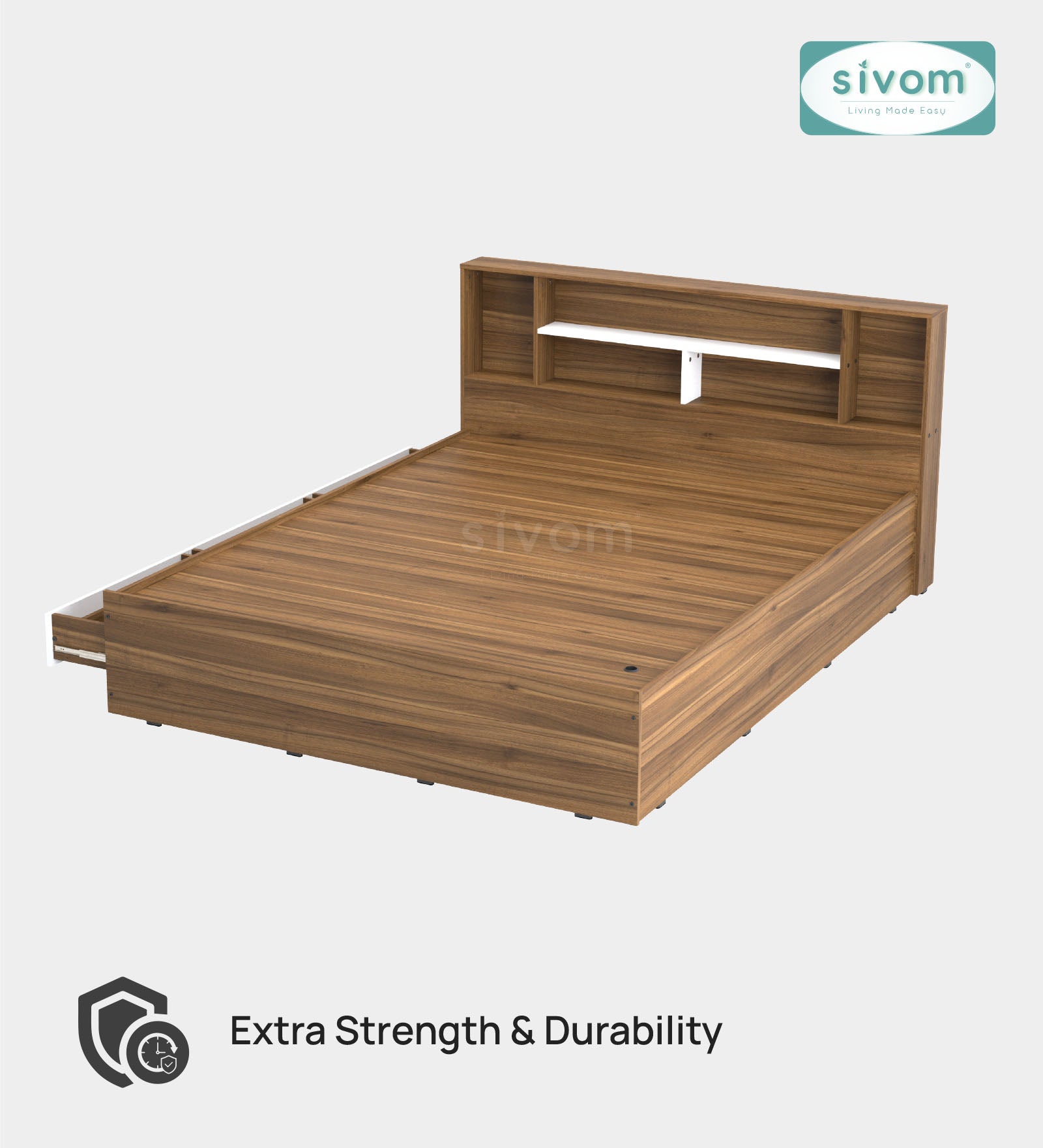 Sivom furniture SIVOM Meridian Bed with Storage Engineered Wood Queen Bed (Delivery Condition - Knock Down)