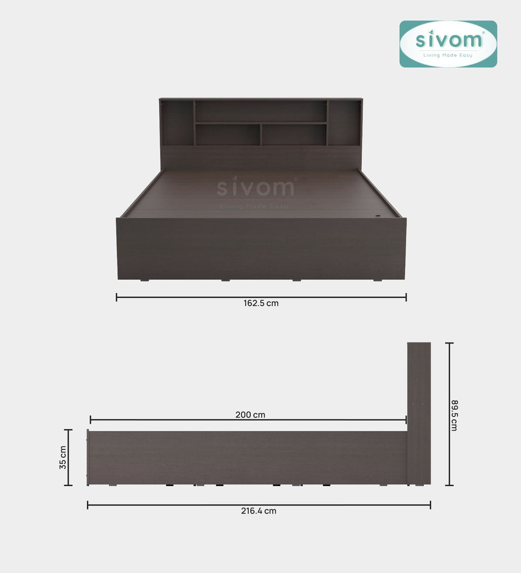 Sivom furniture SIVOM Meridian Bed with Storage Engineered Wood Queen Bed (Delivery Condition - Knock Down)