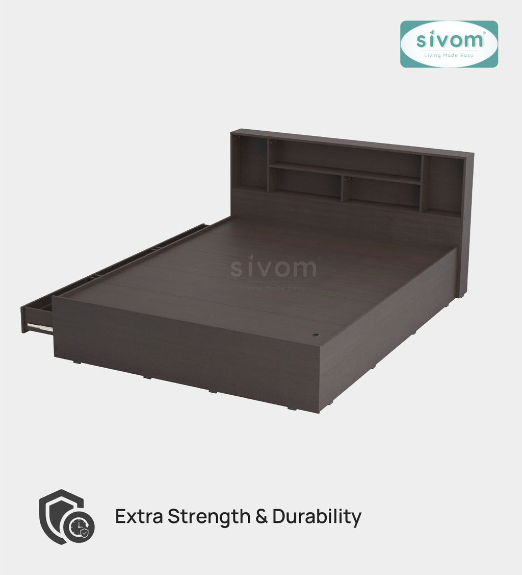 Sivom furniture SIVOM Meridian Bed with Storage Engineered Wood Queen Bed (Delivery Condition - Knock Down)