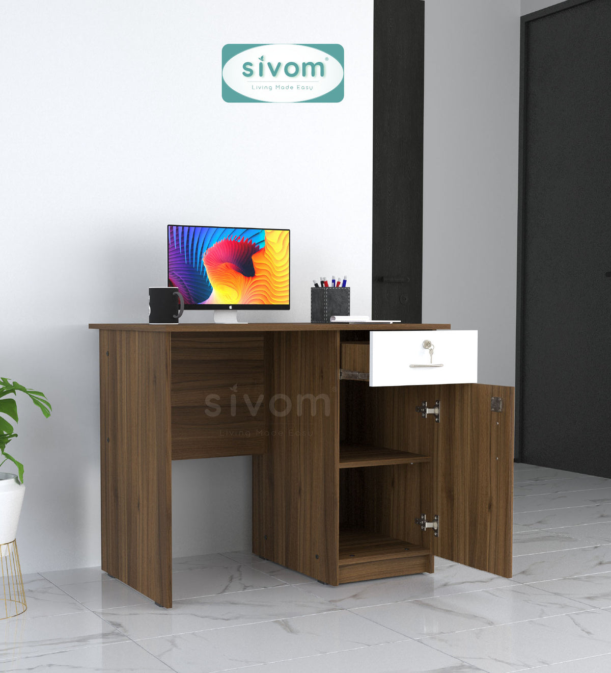 SIVOM META Multipurpose Study/Home/Office Table Engineered Wood Study Table for Modern Homes | Elegant Design & Premium Finish