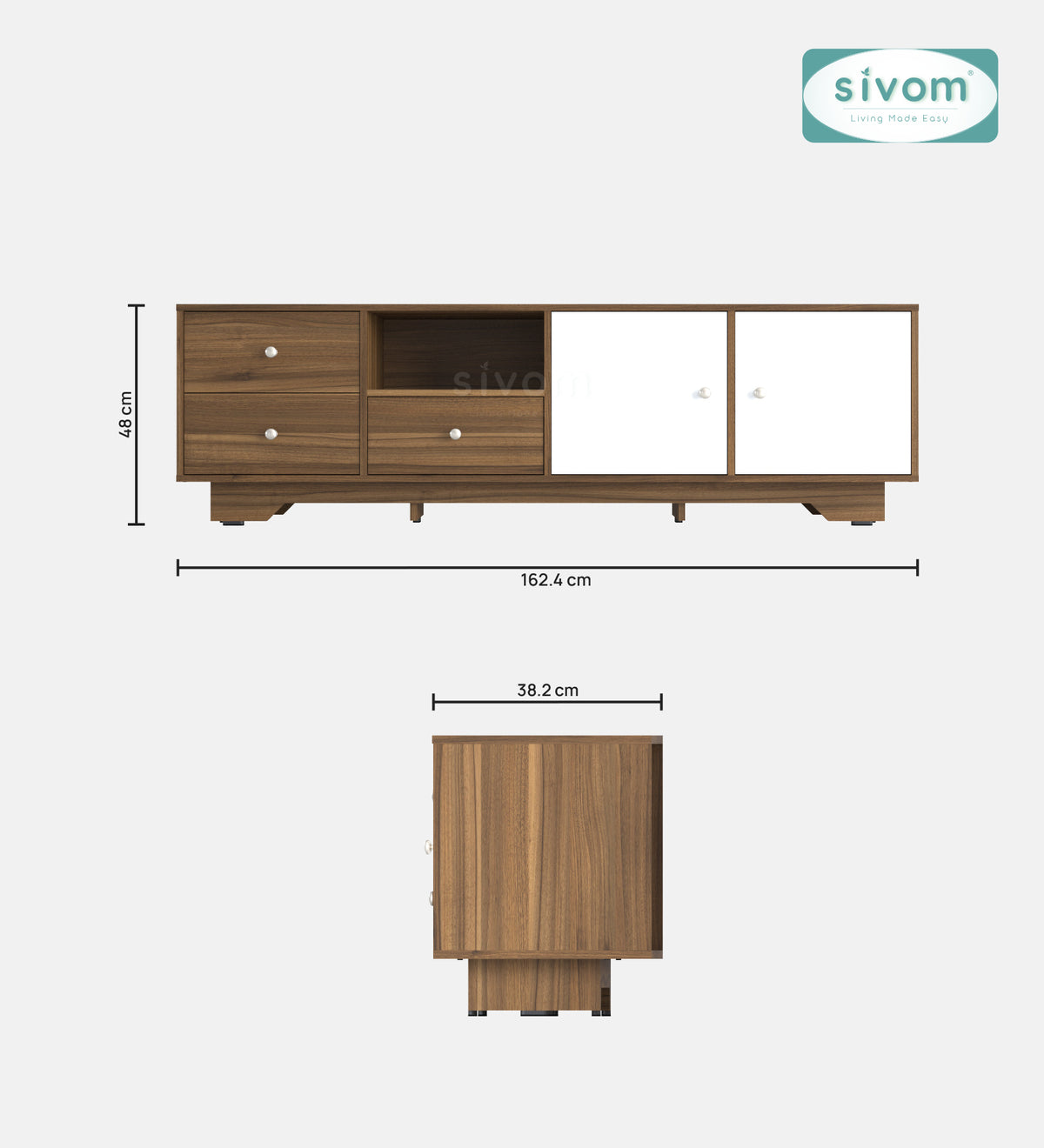 Sivom furniture SIVOM Metro Multipurpose TV Unit fits upto 43 inch with Storage Engineered Wood TV Entertainment Unit for Modern Homes | Elegant Design & Premium Finish