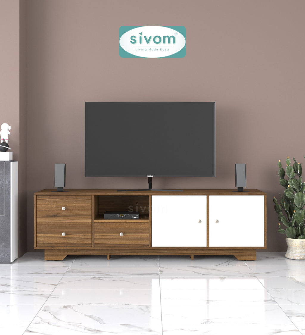 Sivom furniture SIVOM Metro Multipurpose TV Unit fits upto 43 inch with Storage Engineered Wood TV Entertainment Unit for Modern Homes | Elegant Design & Premium Finish