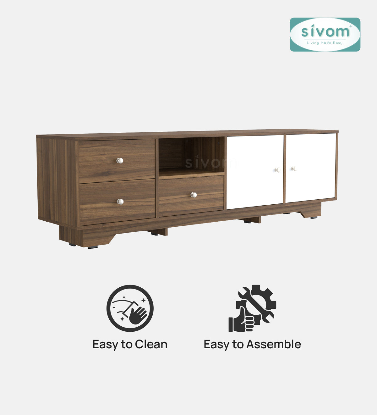 Sivom furniture SIVOM Metro Multipurpose TV Unit fits upto 43 inch with Storage Engineered Wood TV Entertainment Unit for Modern Homes | Elegant Design & Premium Finish
